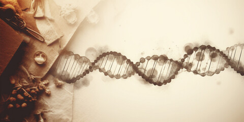 human DNA on a blurred background. Generative AI