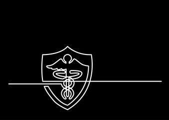 continuous line drawing vector illustration with FULLY EDITABLE STROKE of medical healthcare doctors and hospitals concept on black background