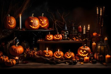 halloween jack o lantern with pumpkins