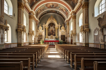 Obraz premium Church cathedral interior indoors architecture Generative AI picture