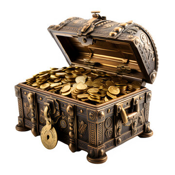 Premium Photo  Open treasure chest overflowing with gold coins isolated on  white