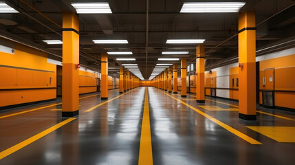 Obraz premium Deserted Subterranean Retail Haven: Empty Parking Lot Awaits