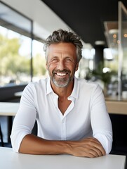Obraz premium Attractive mature male portrait, generative ai