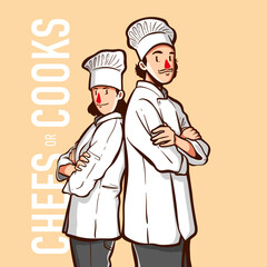 vector people with job chefs or cooks in hand drawn style