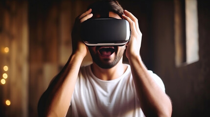 Diving into Virtual Worlds: Man Wearing VR Goggles