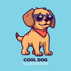 Cute Cool Dog with Glasses Cartoon: Embracing Animal Nature in Isolated Vector Illustration