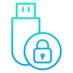 Obraz premium Outline gradient Pendrive Lock icon