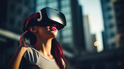 Obraz na płótnie Canvas Digital Dreams: Young Woman in VR Glasses