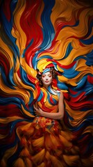 beautiful woman with face and body paint, generative ai