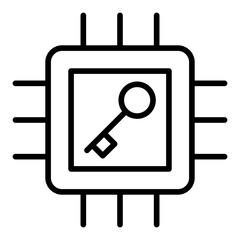 Outline Microchip key icon