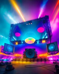 Photo of a stage set up with lights and sound equipment - obrazy, fototapety, plakaty