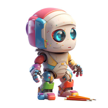 Robot - 3D Illustration of a Cute Robot Character