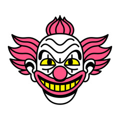 Vector Retro Cartoon Funny Clown Head Isolated