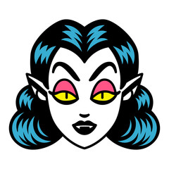 Vector Retro Cartoon Funny Vampire Head Isolated