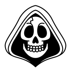 Vector Retro Cartoon Funny Grim Reaper Head Isolated