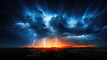 Fototapeta na wymiar Eerie Night: Capturing the Lightning Symphony