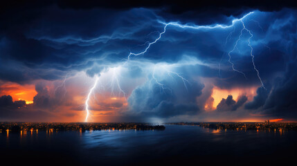 Naklejka na ściany i meble Nature's Fireworks: Thunderstorm Illumination