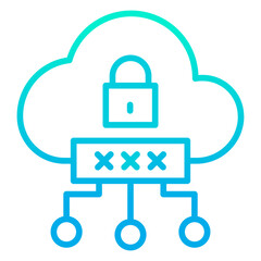 Outline gradient Cloud computing Lock icon