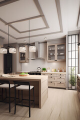 Classic style kitchen interior in luxury house.