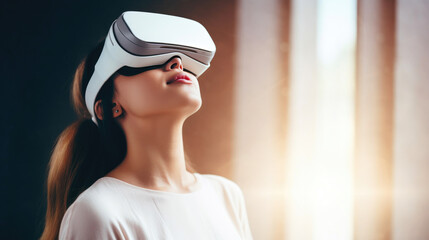 Virtual Escapes: Woman Diving into VR Experience