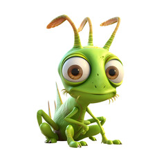 3d rendering of a cute green alien on a white background.