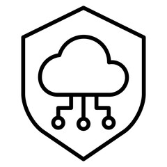 Outline Shield Cloud icon