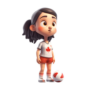 Little girl with a soccer ball. Illustration with clipping path.