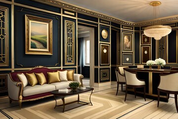 modern living room with fireplace Generated Ai
