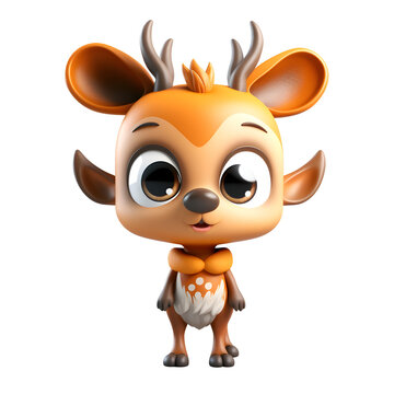 Cartoon character of deer with cute expression on his face looking at camera