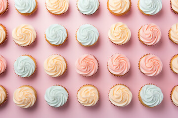 Mini cupcakes on top view. Generative AI