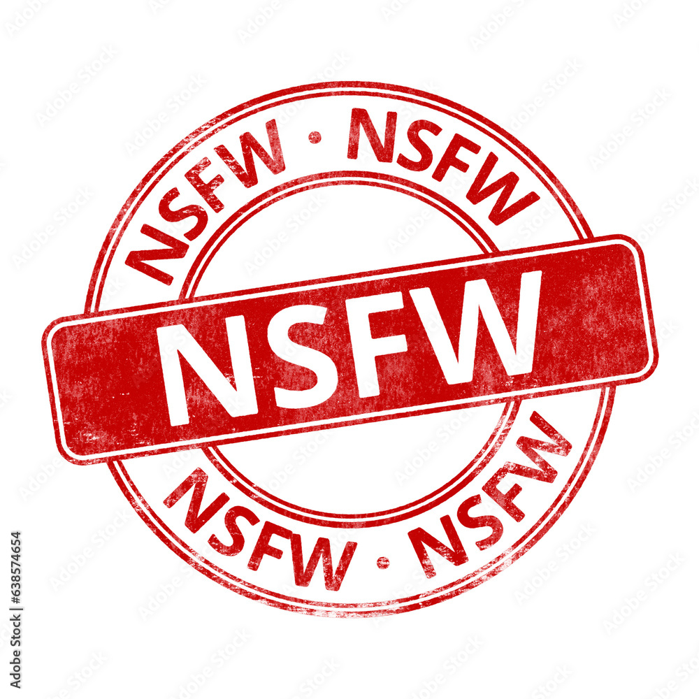 Canvas Prints ‘nsfw’ circular red rubber stamp seal with distressed texture isolated on transparent background