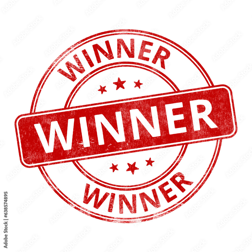 Canvas Prints ‘winner’ circular red rubber stamp seal with distressed texture isolated on transparent background