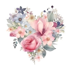 Beautiful vector image with a watercolor bouquet of flowers.