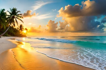 Fototapeta na wymiar sunset on the beach Generated Ai