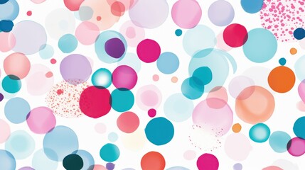 The pattern of colored circles and spots is drawn by hand. Beautiful seamless delicate pattern for fabric. Generative AI
