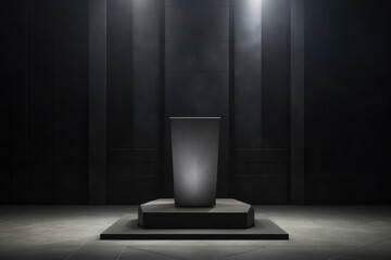 Fototapeta premium Elegant Square Pedestal on Dark Background
