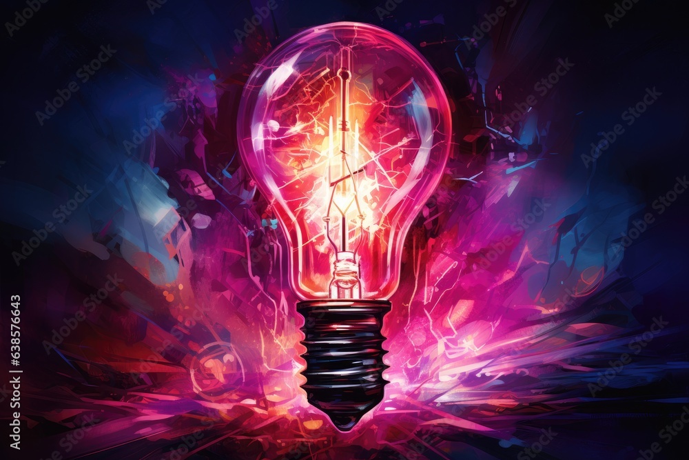 Poster a light bulb with particles falling out generative ai