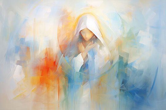 Abstract image of a woman praying. Generation AI