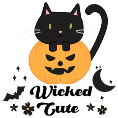 Wicked Cute Black Cat Halloween Clipart