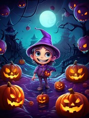 Happy halloween, kids will enjoy the halloween festival, the ghosts will come out on the halloween festival.Generative Ai