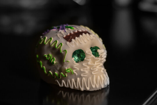halloween skull with candy