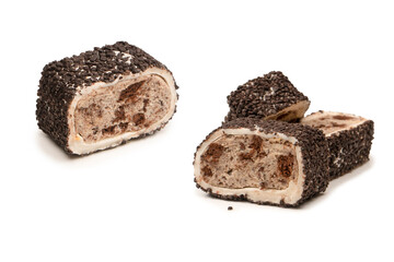 Sweet roll with chocolate and nuts, turkish sweets.