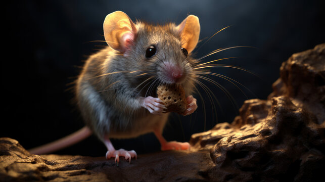 Mouse eating a cracker