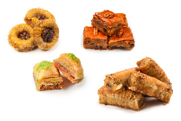 Tasty baklava isolated on white background.