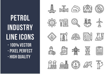 Petrol Industry Line Icons