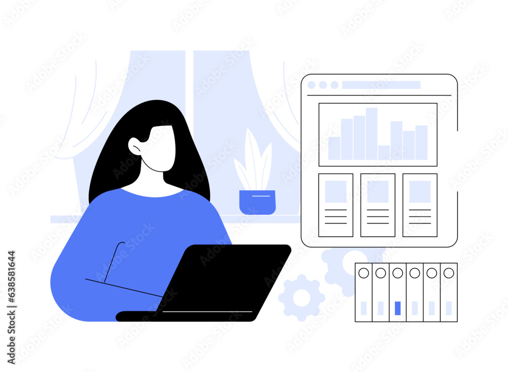 Aufkleber analyzing data abstract concept vector illustration.