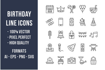 Birthday Line Icons