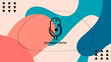 ABSTRACT TEMPLATE PODCAST MICROPHONE FLAT COLOR LIQUID DESIGN BACKGROUND VECTOR. GOOD FOR COVER DESIGN, BANNER, WEB,SOCIAL MEDIA