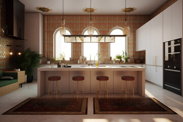 Arabic style kitchen interior in luxury house.