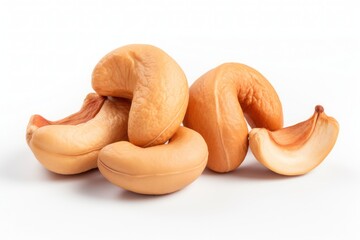 a pile of cashews on a white background, created by Generative AI